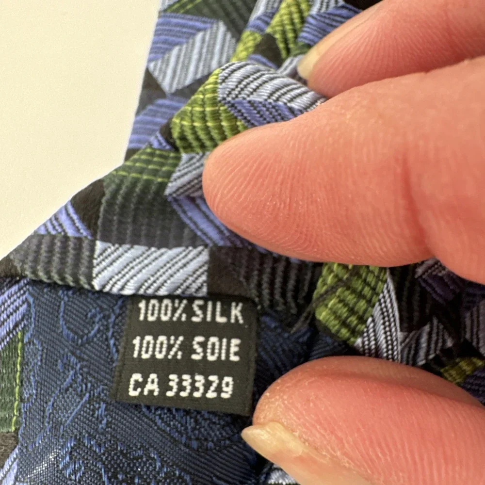 Kolte Italy VTG Necktie New Mens 100% Silk Ties Blue Green Modern Design 58